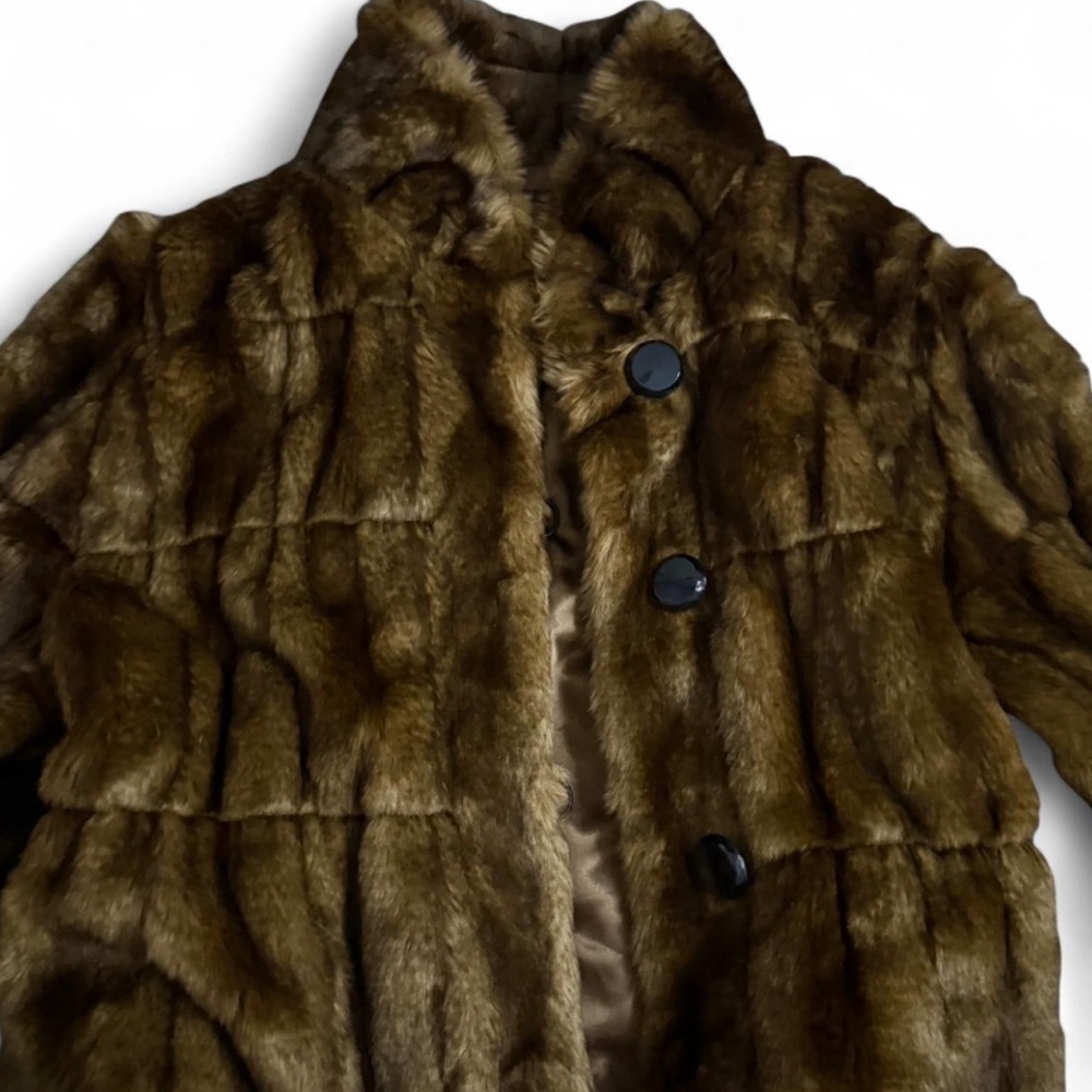 INC International Concepts Brown Faux Fur Coat